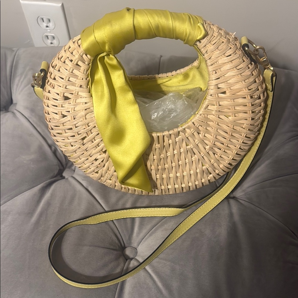 Stylish Tan and Yellow Woven Handbag